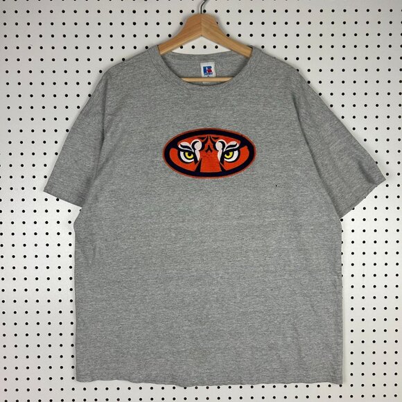 Auburn Tigers Aubie T Shirt Size XL Vintage Gray Patch Logo USA Made 90s Russell - Picture 1 of 7